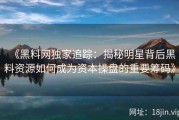 《黑料网独家追踪：揭秘明星背后黑料资源如何成为资本操盘的重要筹码》